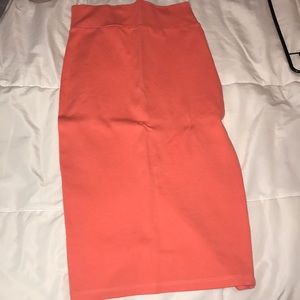 Pinkish orange pencil skirt